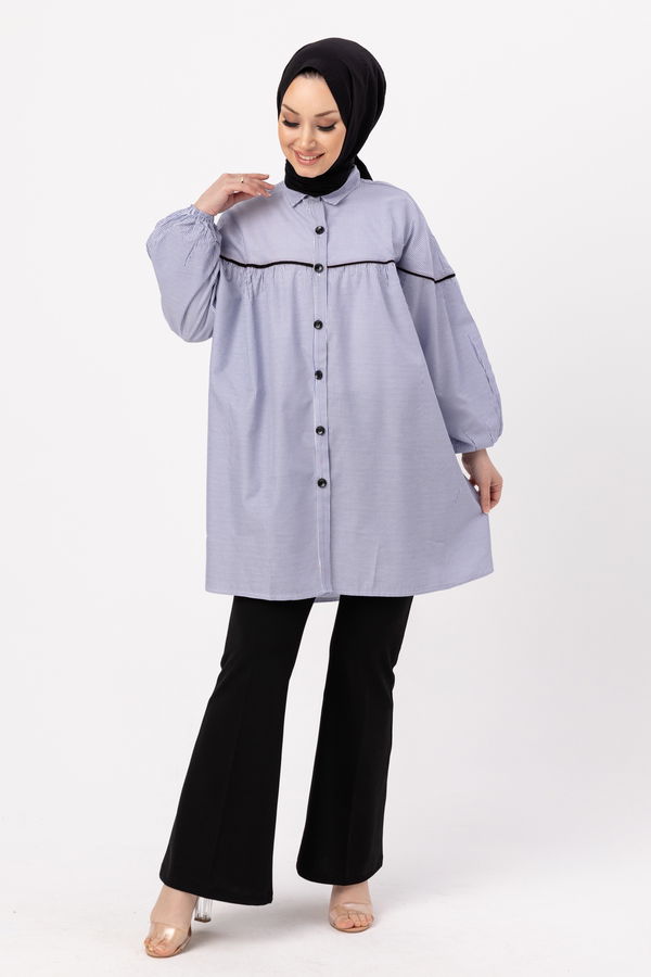 Düz Orta Kadın Mavi TUNIK - 3504