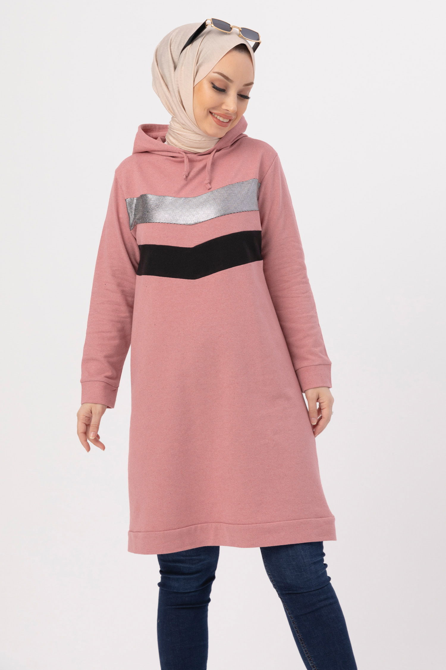 Düz Orta Kadın Pembe TUNIK - 3529