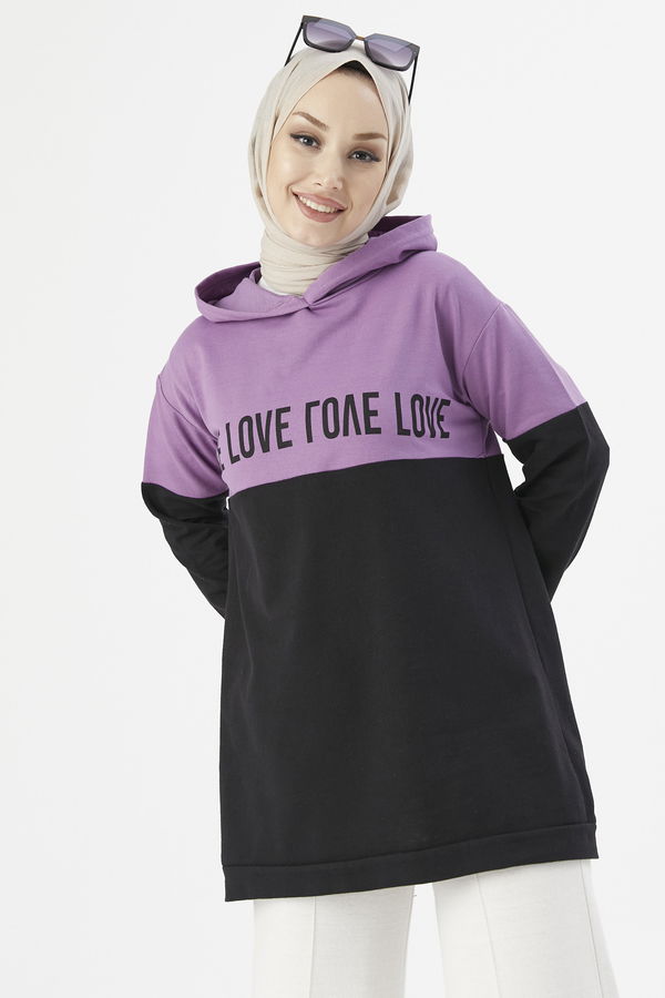 Düz Orta Kadın Lila TUNIK - 3430