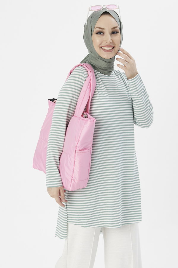 Düz Bisiklet Yaka Kadın Yeşil TUNIK - 3671 YEŞİL