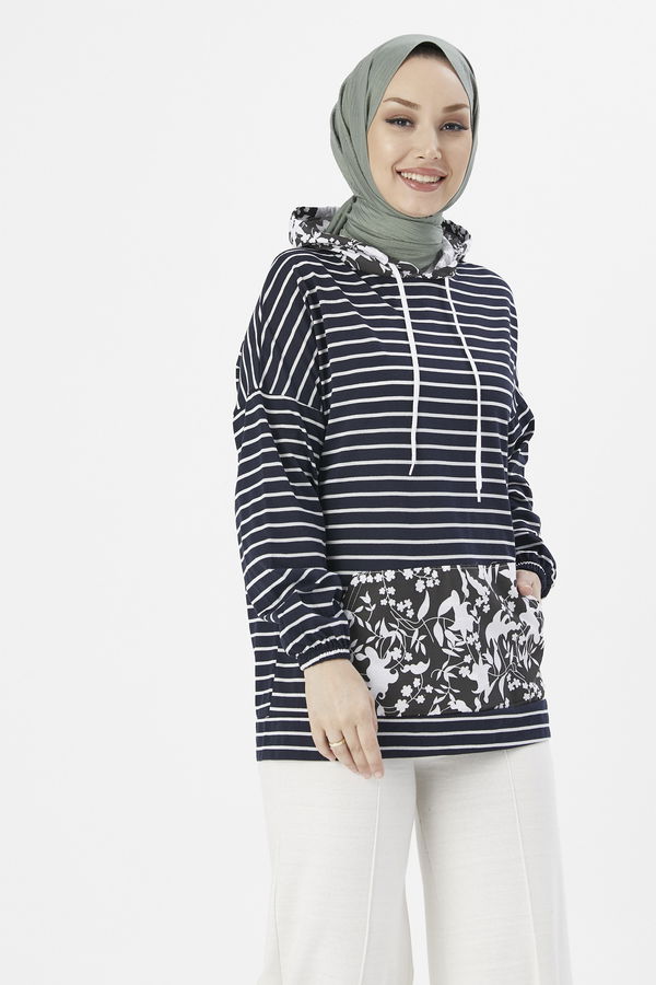 Düz Orta Kadın Lacivert TUNIK - 3753