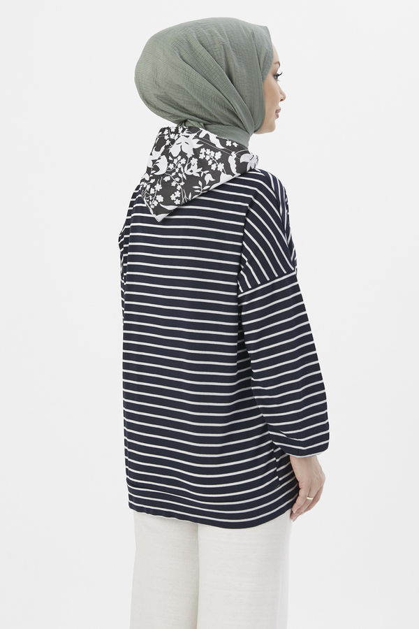 Düz Orta Kadın Lacivert TUNIK - 3753