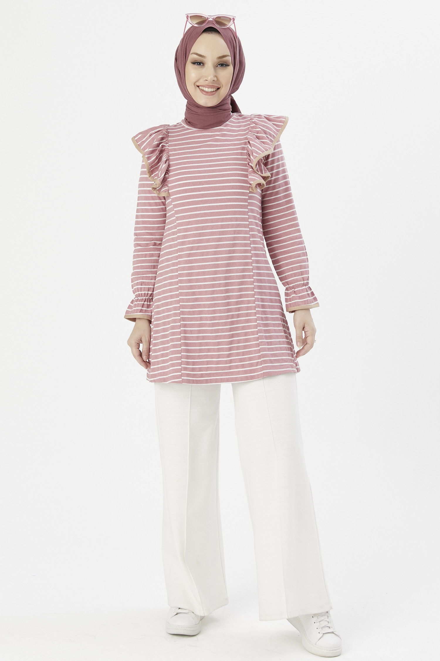 Düz Orta Kadın Pembe TUNIK - 3755