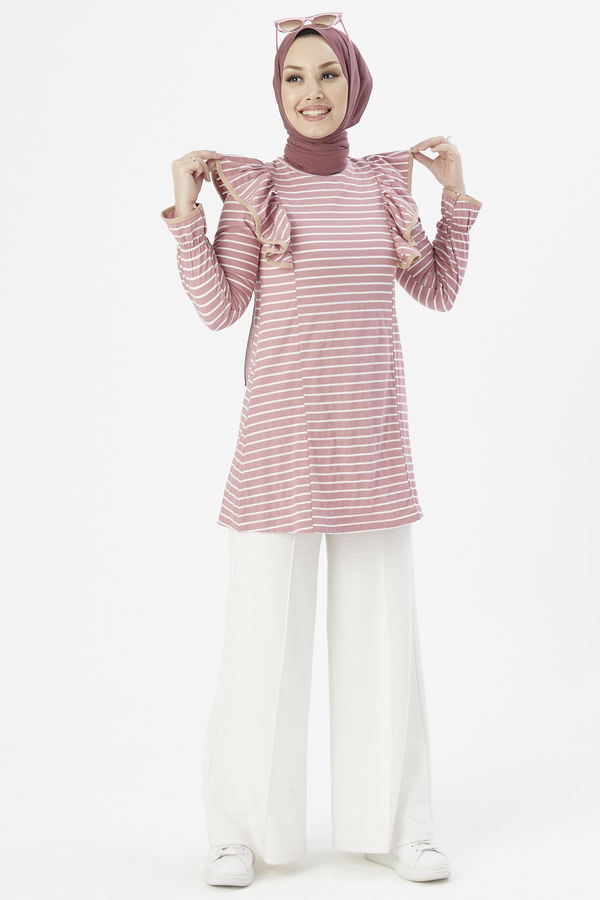 Düz Orta Kadın Pembe TUNIK - 3755