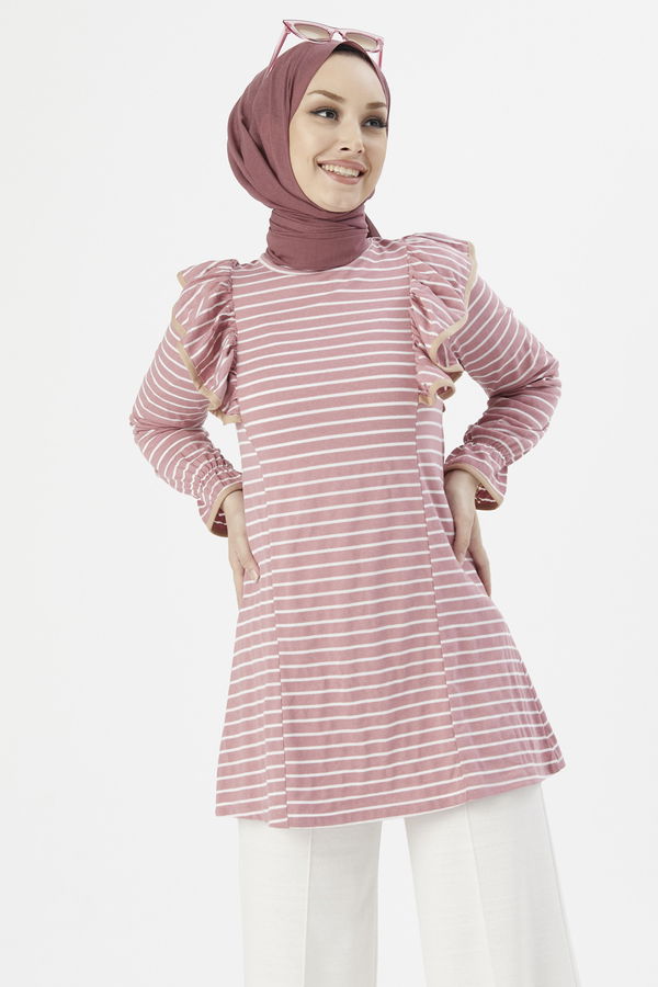 Düz Orta Kadın Pembe TUNIK - 3755