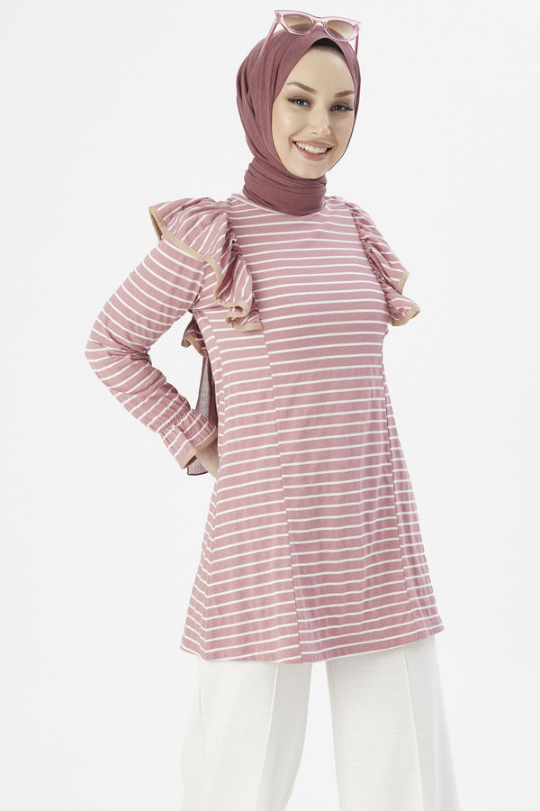 Düz Orta Kadın Pembe TUNIK - 3755