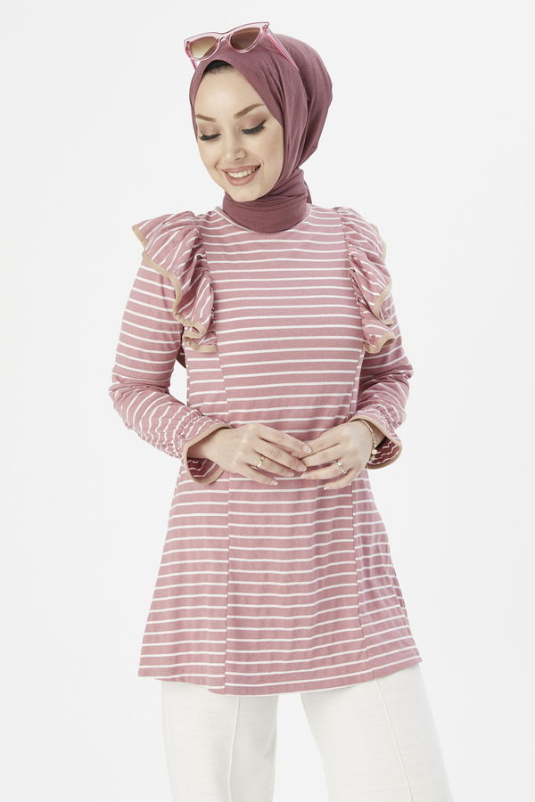 Düz Orta Kadın Pembe TUNIK - 3755