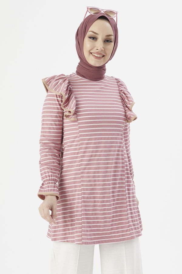 Düz Orta Kadın Pembe TUNIK - 3755