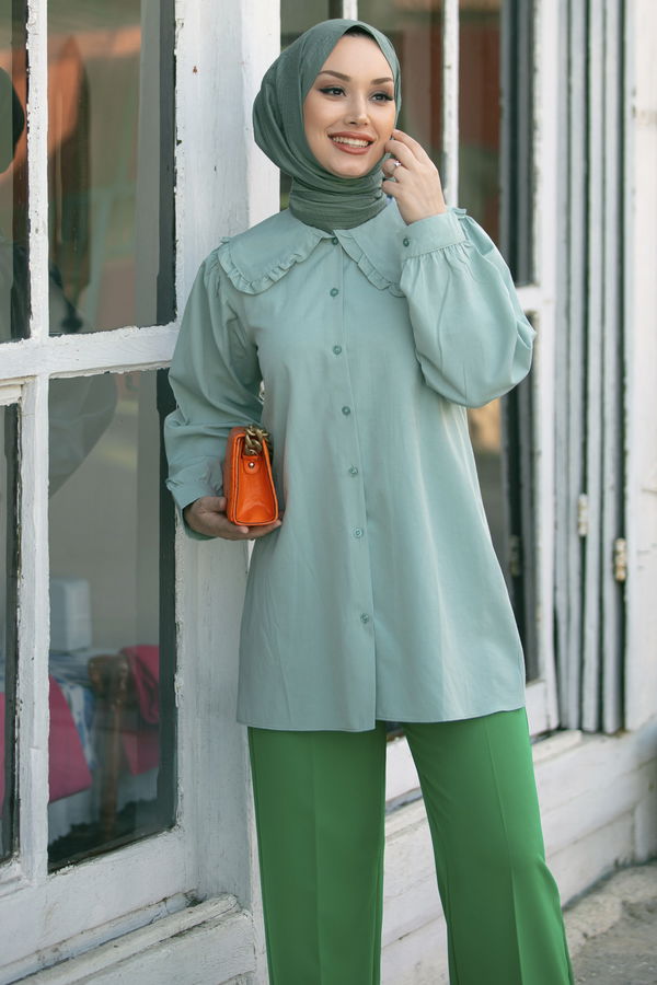Düz Orta Kadın Yeşil TUNIK - 3507 YEŞİL