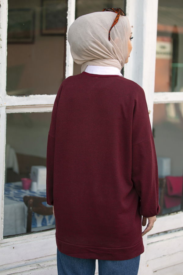 Düz Orta Kadın Bordo TUNIK - 3358 BORDO