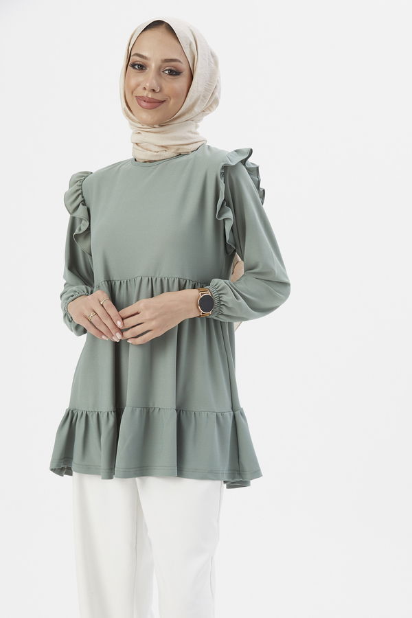 Düz Orta Kadın Yeşil Tunık MINT - 3282 - 3282