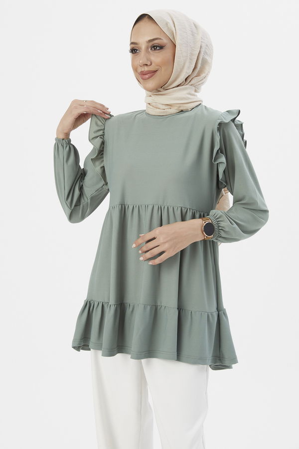 Düz Orta Kadın Yeşil Tunık MINT - 3282 - 3282