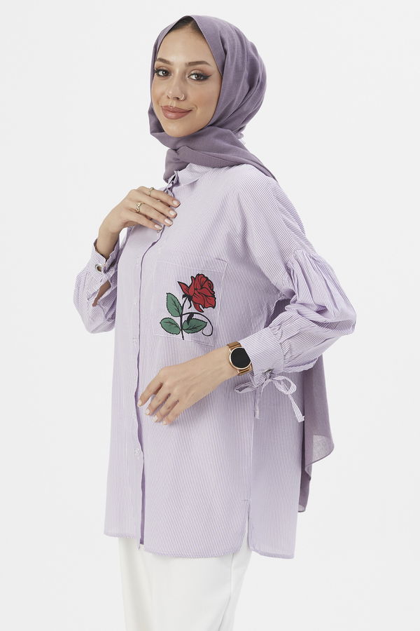 Düz Orta Kadın Lila TUNIK - 3495 LİLA