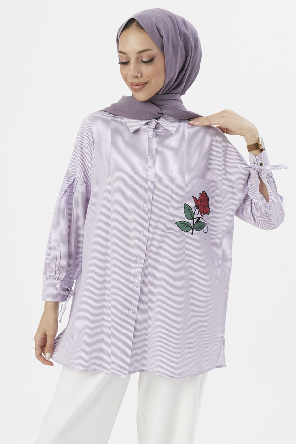 Düz Orta Kadın Lila TUNIK - 3495 LİLA