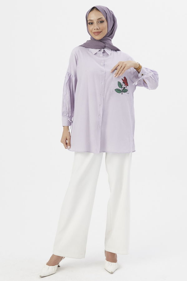 Düz Orta Kadın Lila TUNIK - 3495 LİLA