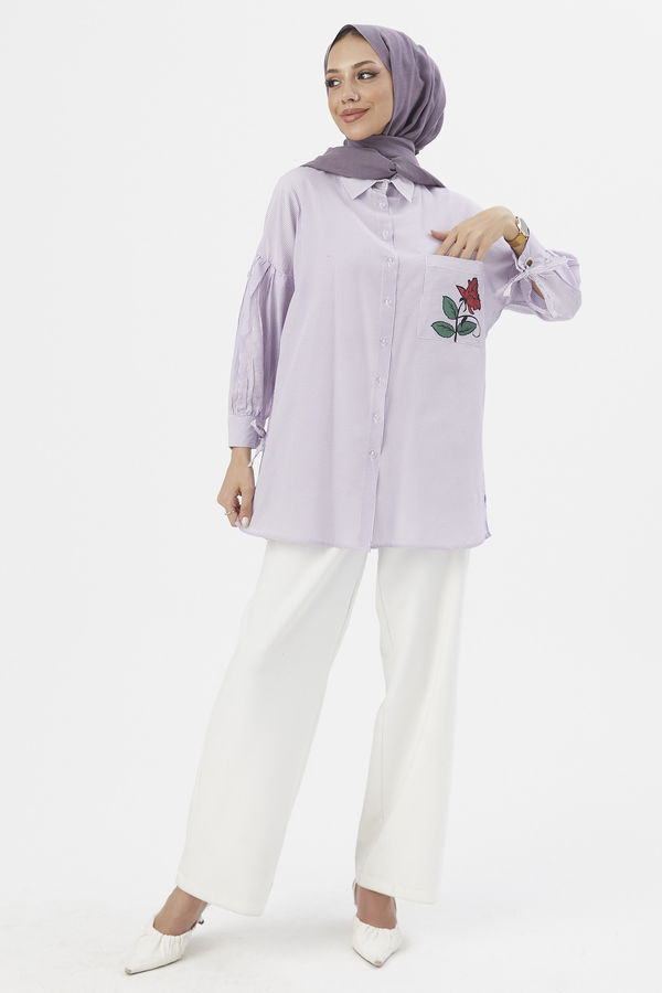 Düz Orta Kadın Lila TUNIK - 3495 LİLA