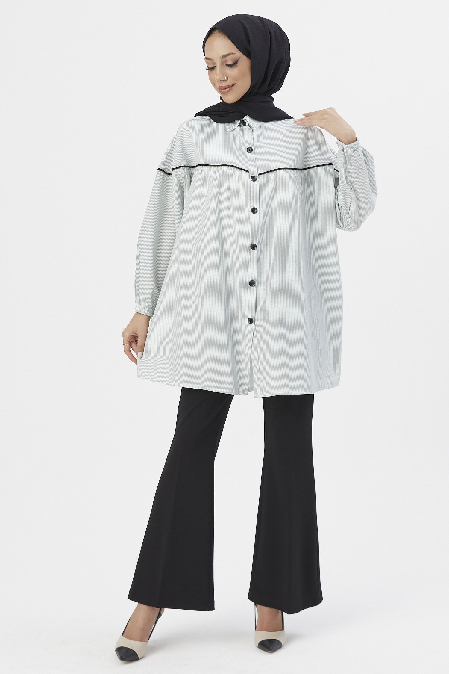 Düz Orta Kadın Yeşil TUNIK - 3504