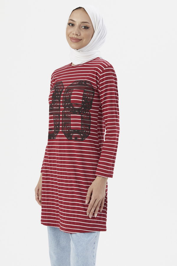 Düz Orta Kadın Bordo TUNIK - 3749