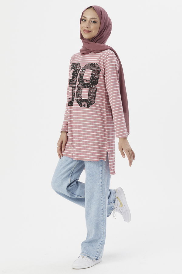 Düz Orta Kadın Pembe TUNIK - 3749 PEMBE