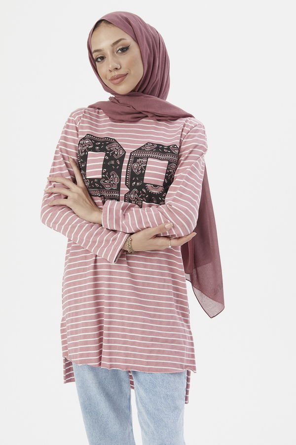 Düz Orta Kadın Pembe TUNIK - 3749 PEMBE