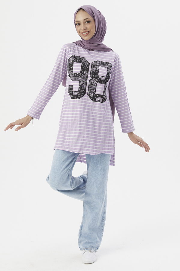 Düz Orta Kadın Lila TUNIK - 3749 LİLA