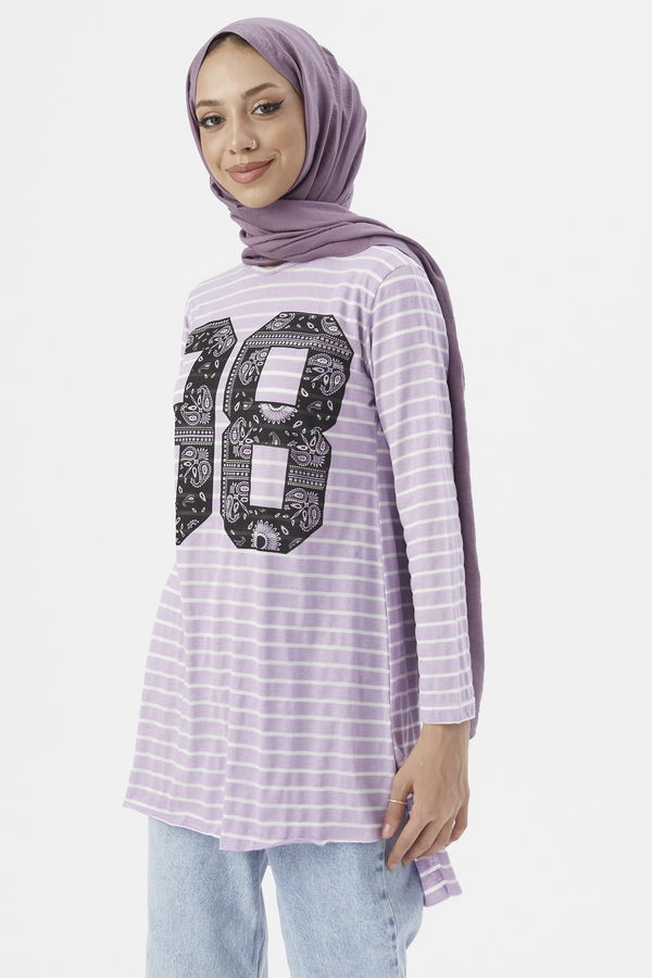 Düz Orta Kadın Lila TUNIK - 3749 LİLA