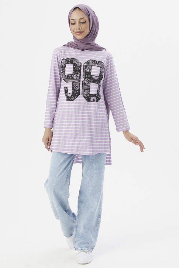 Düz Orta Kadın Lila TUNIK - 3749 LİLA