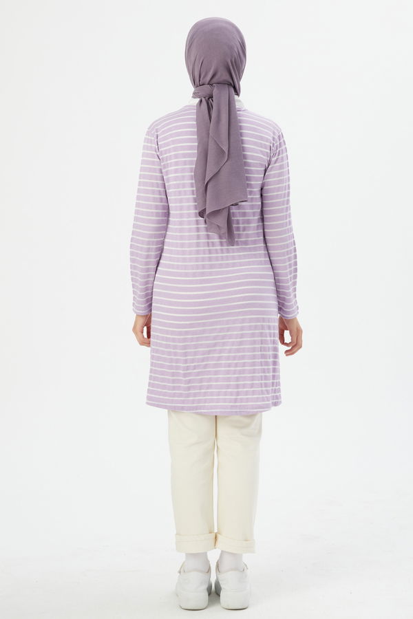 Düz Bisiklet Yaka Kadın Lila TUNIK - 3721 LİLA