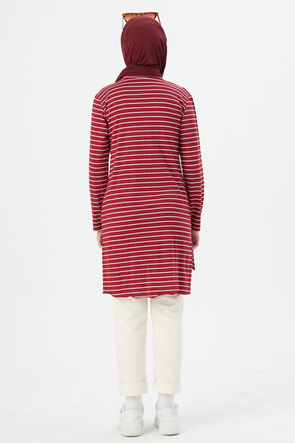 Düz Bisiklet Yaka Kadın Bordo TUNIK - 3725 BORDO
