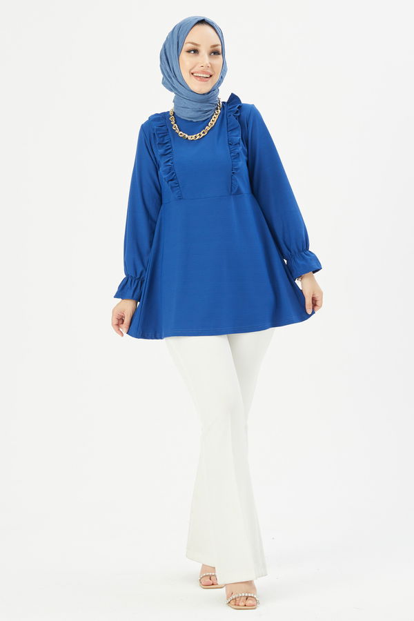 Düz Orta Kadın Mavi Tunik - 3284 MAVİ