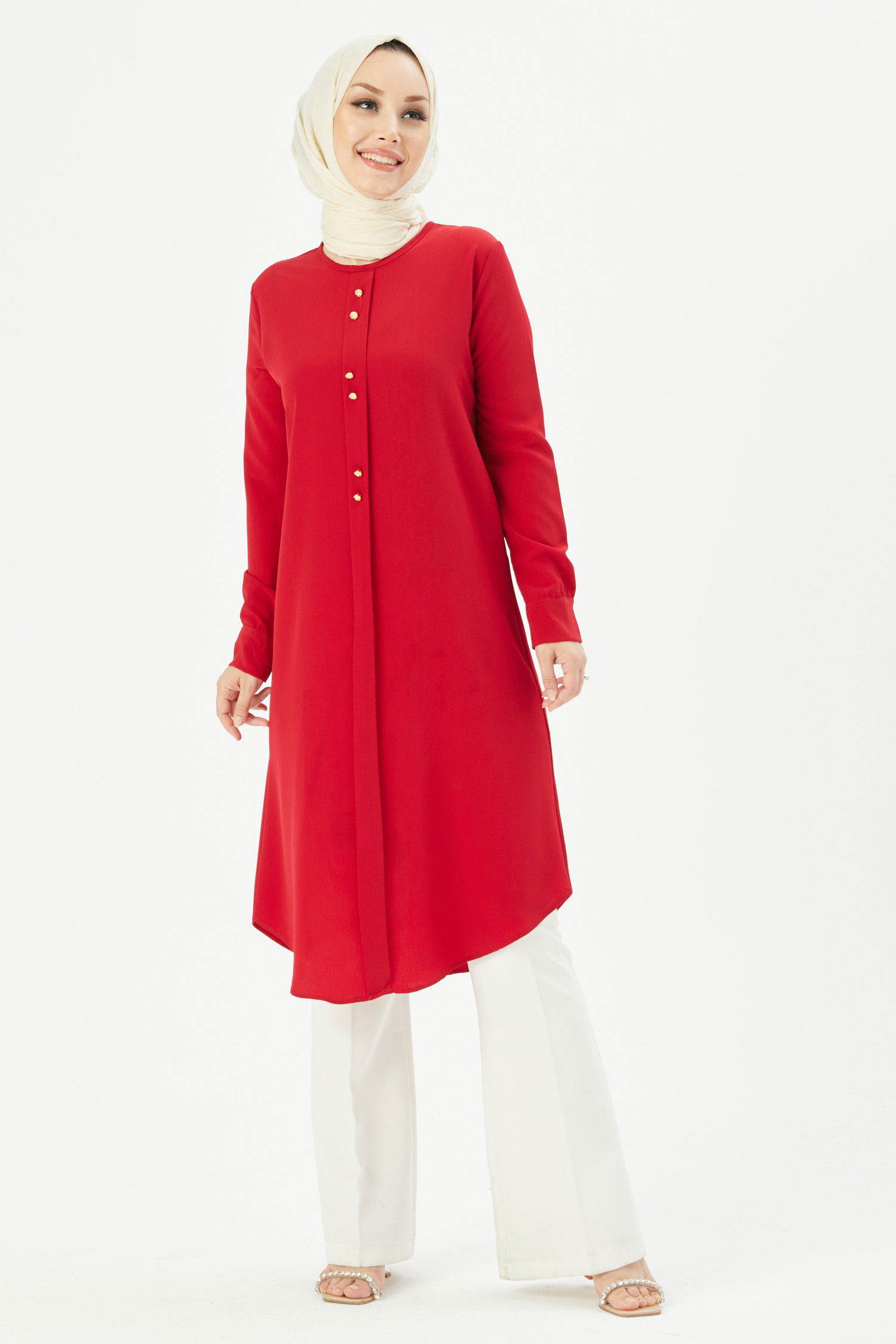 Düz Orta Kadın Kırmızı TUNIK - 3770