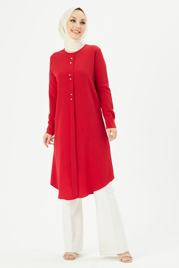 Düz Orta Kadın Kırmızı TUNIK - 3770