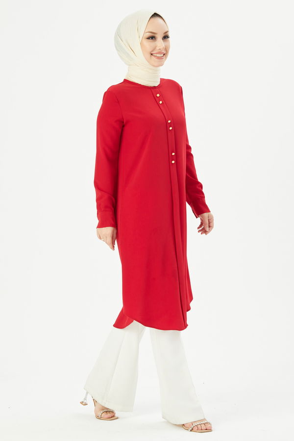 Düz Orta Kadın Kırmızı TUNIK - 3770