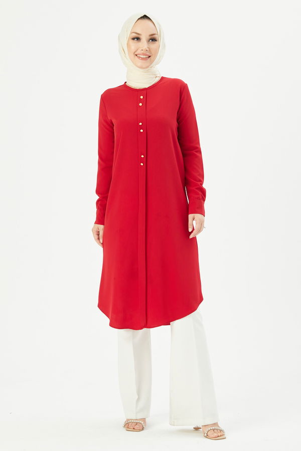 Düz Orta Kadın Kırmızı TUNIK - 3770
