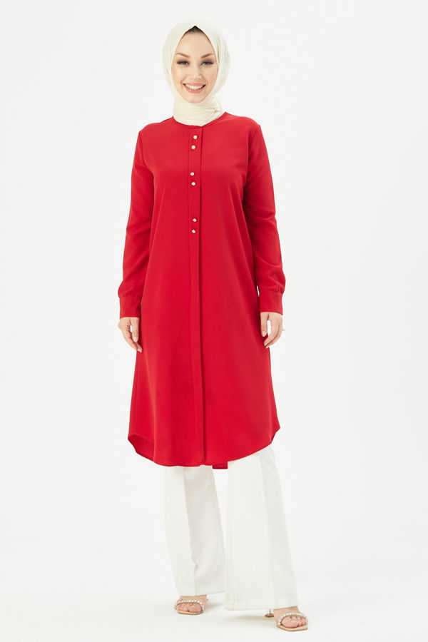 Düz Orta Kadın Kırmızı TUNIK - 3770