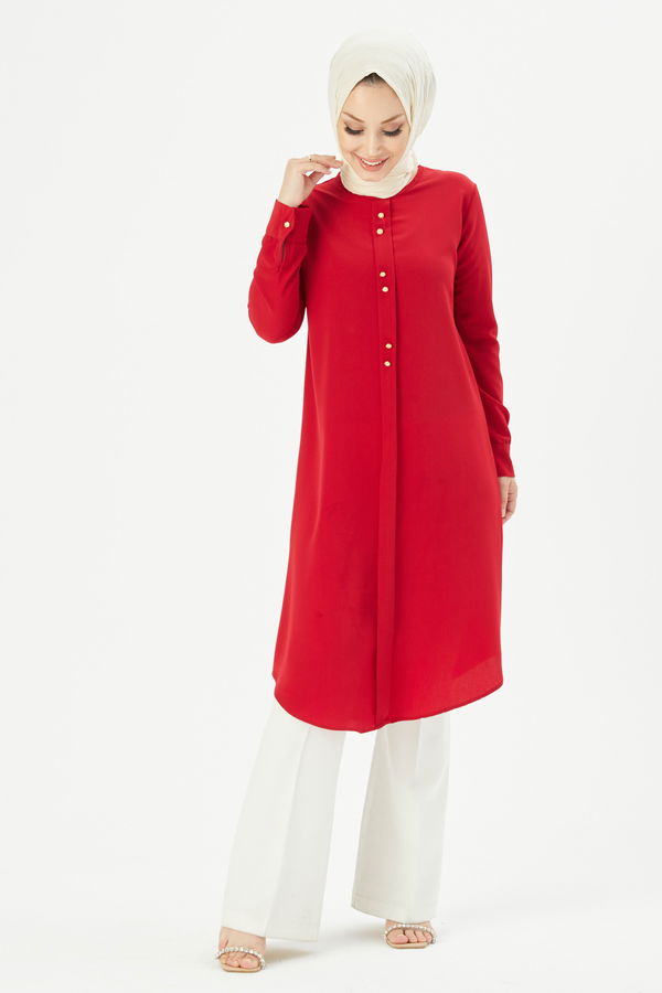 Düz Orta Kadın Kırmızı TUNIK - 3770