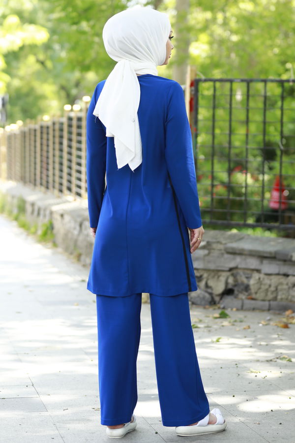 Düz Orta Kadın Mavi TUNIK PANTOLON - 3751 MAVİ
