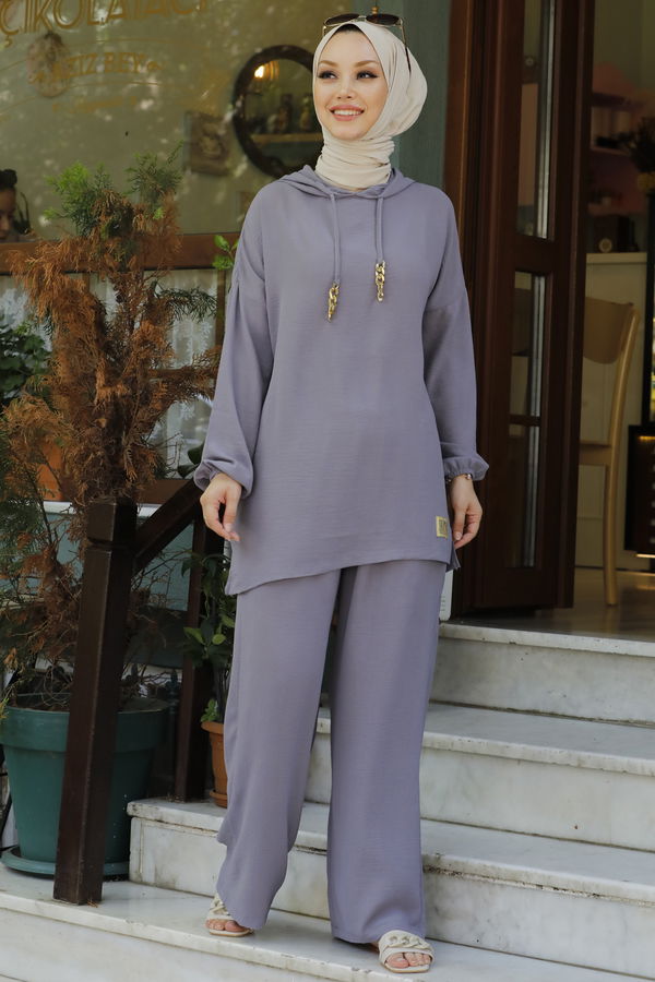 Düz Orta Kadın Gri Tunik Pantolon - 10540 GRİ