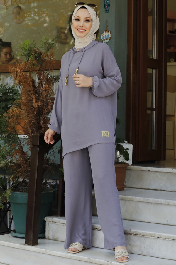 Düz Orta Kadın Gri Tunik Pantolon - 10540 GRİ