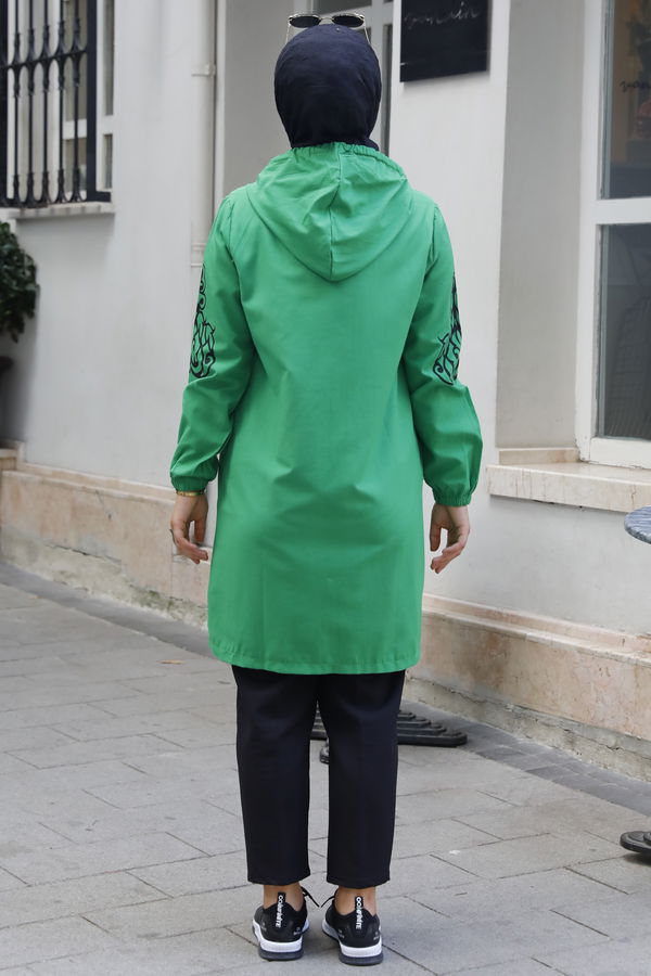 Düz Orta Kadın Yeşil Baskılı Tunik - 3729 YEŞİL