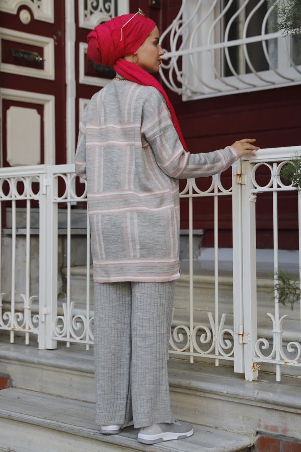 Düz Orta Kadın Gri Tunik Pantolon - 21126 GRİ