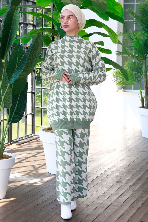 Düz Orta Kadın Yeşil Tunik Pantolon - 21230 YEŞİL