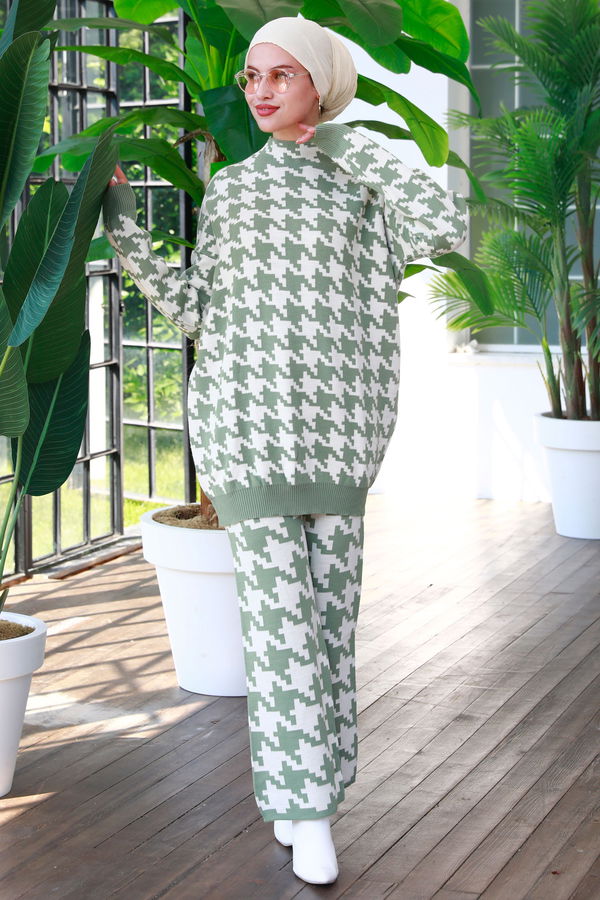 Düz Orta Kadın Yeşil Tunik Pantolon - 21230 YEŞİL