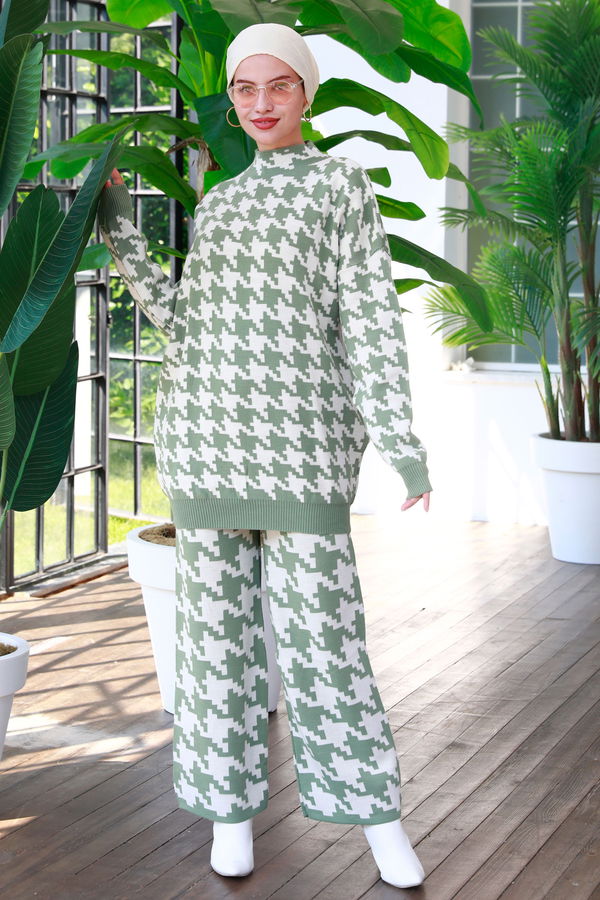 Düz Orta Kadın Yeşil Tunik Pantolon - 21230 YEŞİL