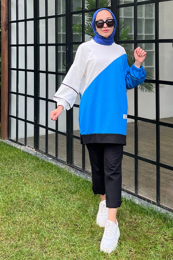 Düz Orta Kadın Mavi sweat - 21236 MAVİ