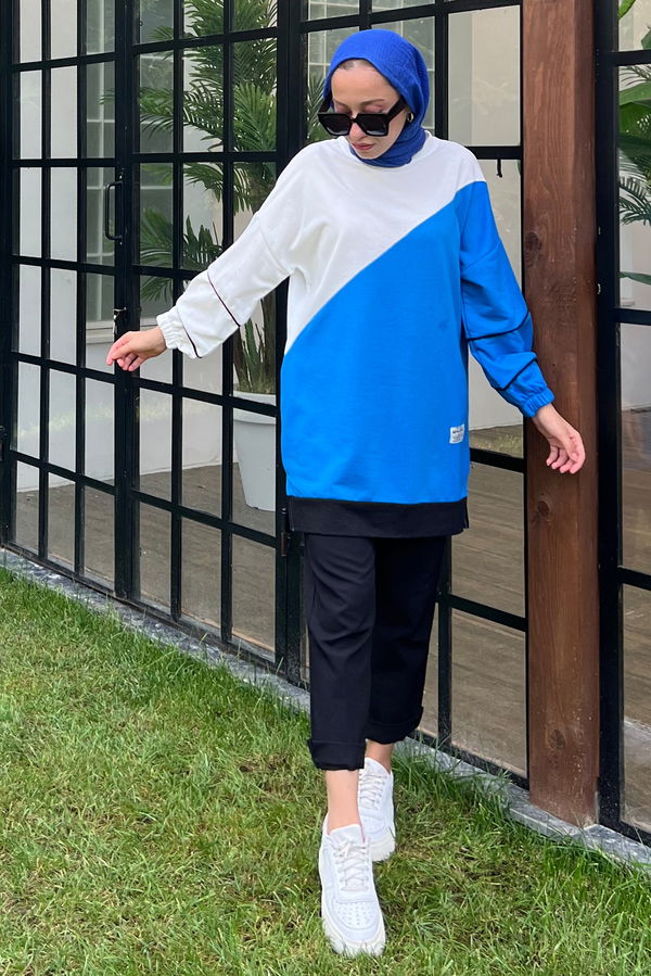 Düz Orta Kadın Mavi sweat - 21236 MAVİ
