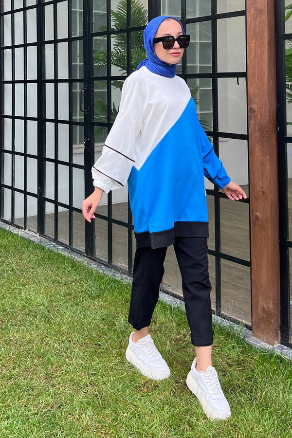 Düz Orta Kadın Mavi sweat - 21236 MAVİ