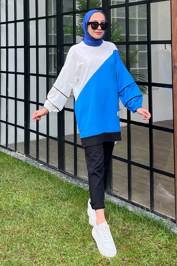 Düz Orta Kadın Mavi sweat - 21236 MAVİ