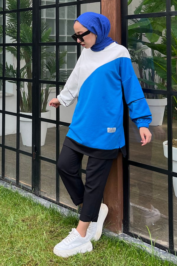 Düz Orta Kadın Mavi sweat - 21236 MAVİ