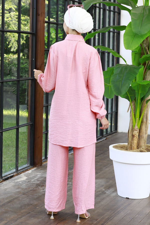 Düz Orta Kadın Pembe Tunık Pantolon - 8903 PEMBE